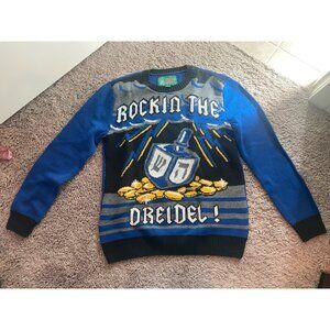 Hanukkah UGLY CHRISTMAS Sweater Size Small Rockin The Dreidel Jewish